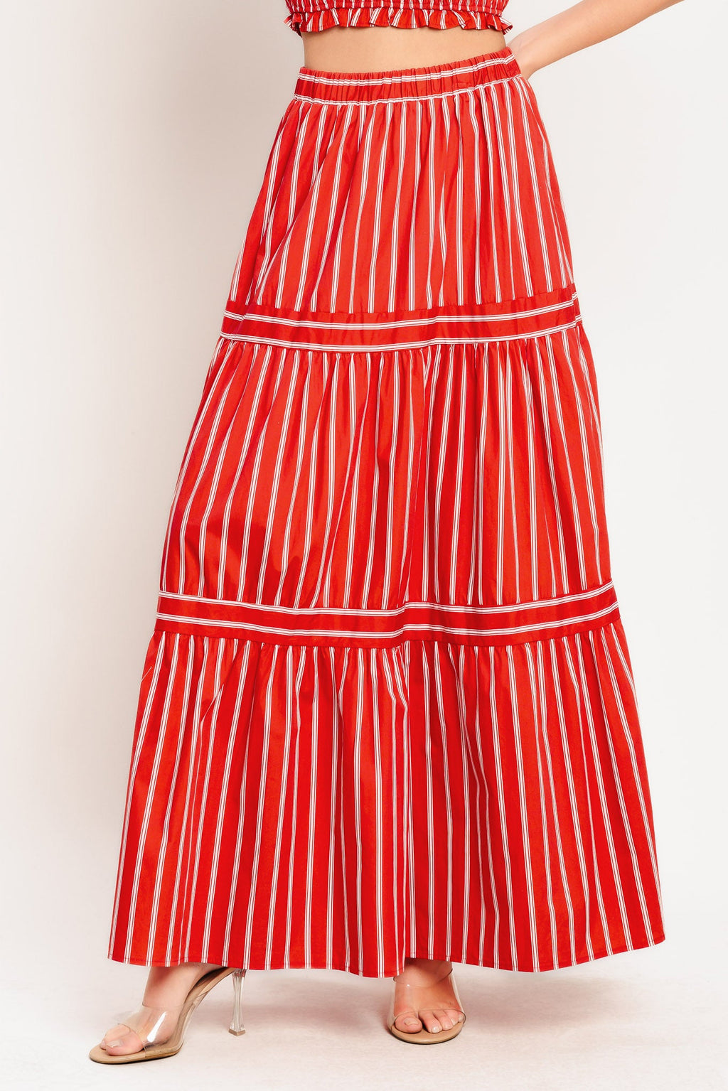 SUNSET STRIPE WOVEN MAXI SKIRT