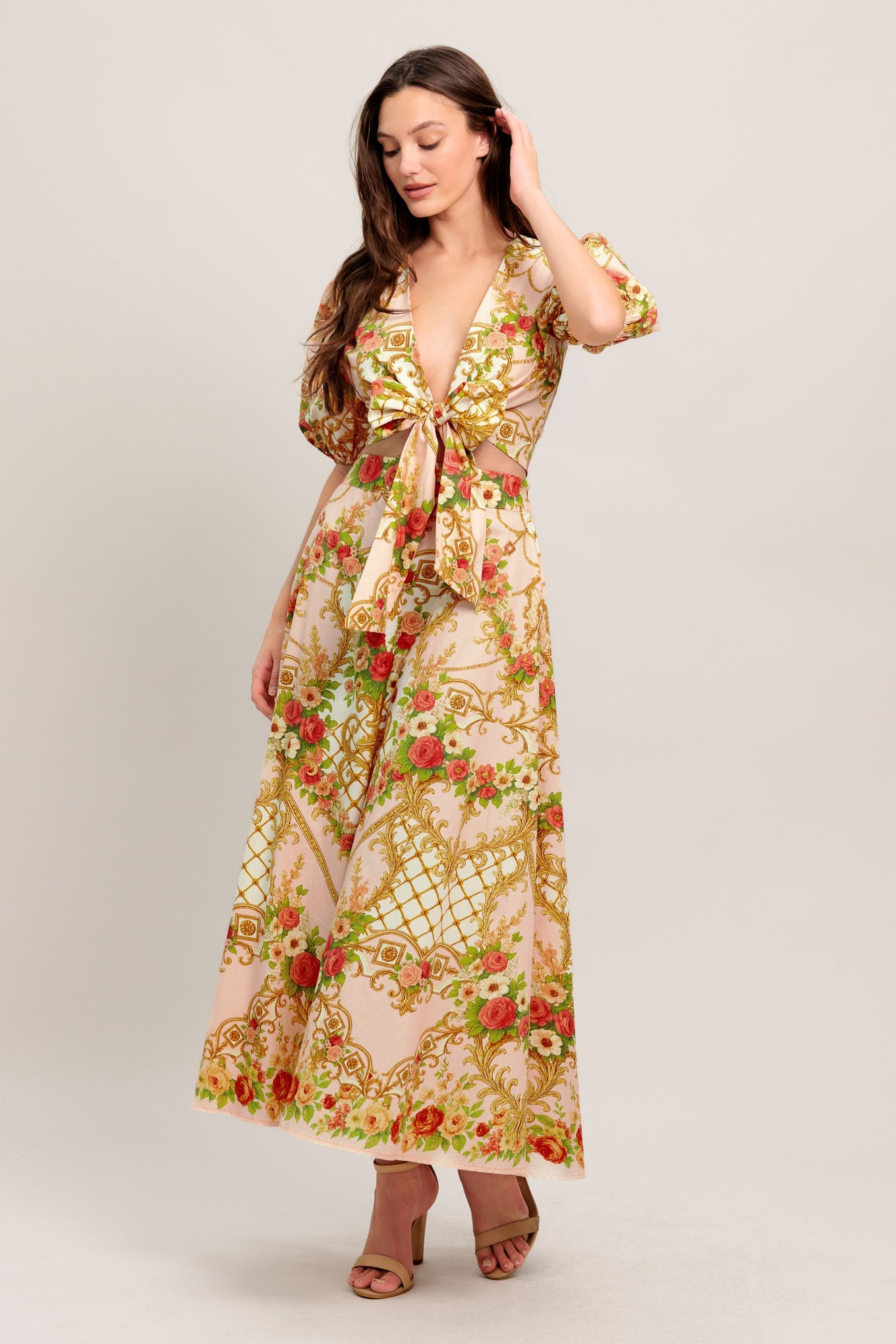 PALACE ROSE STATEMENT WOVEN CROP TOP