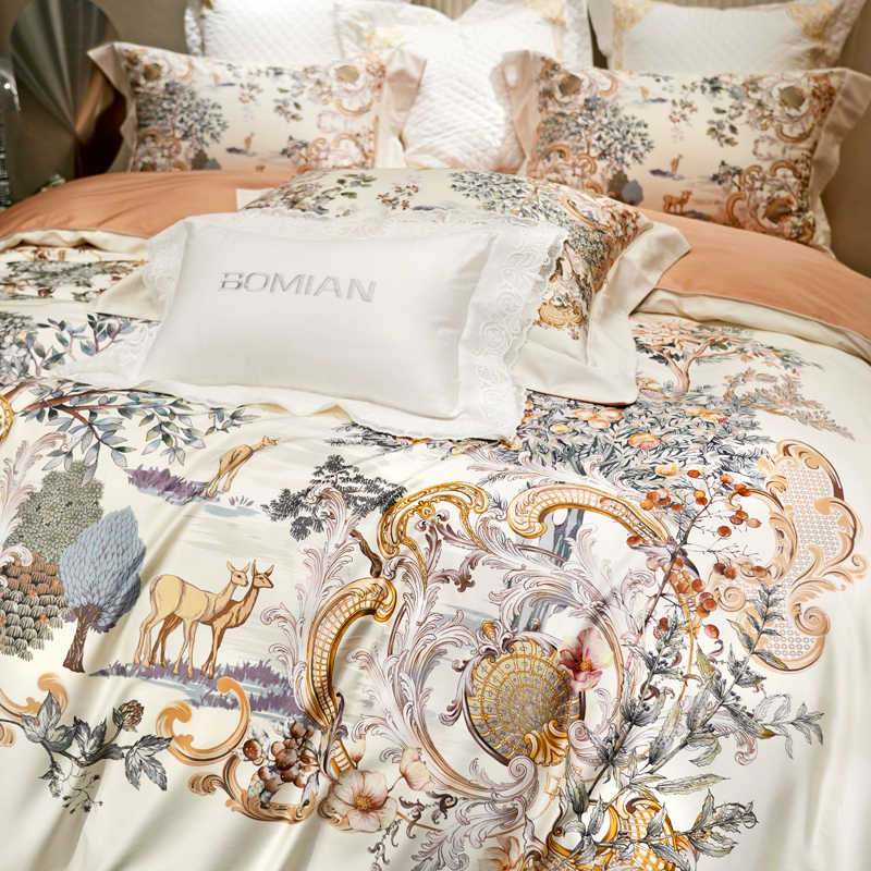 Italy Luxury Flower Printed Pima Cotton Duvet Cover | 3CARATS