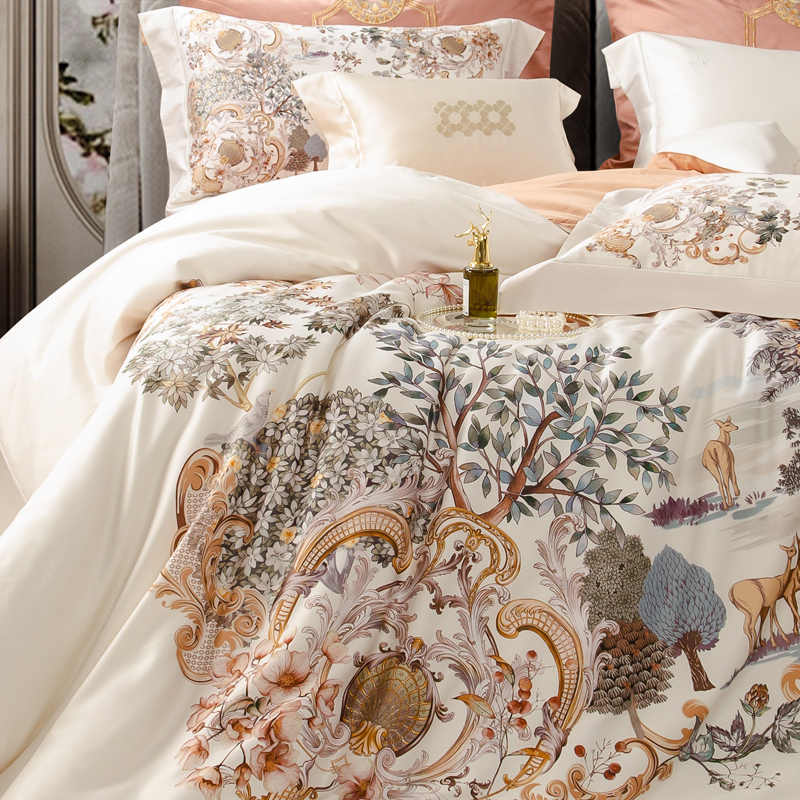 Italy Luxury Flower Printed Pima Cotton Duvet Cover | 3CARATS