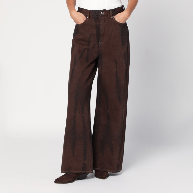 Ganni Wide-Leg Brown Jeans Women