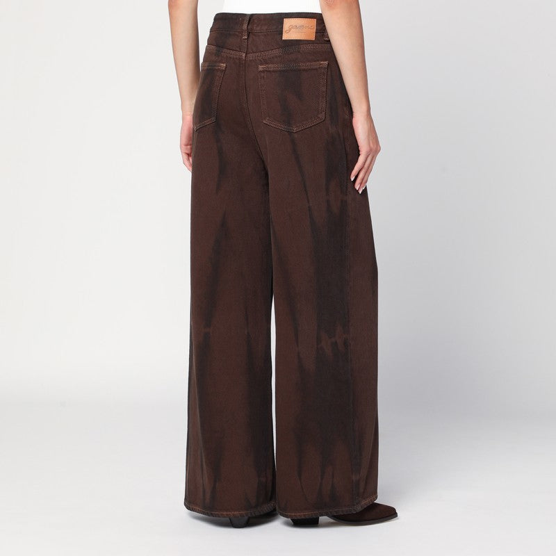 Ganni Wide-Leg Brown Jeans Women