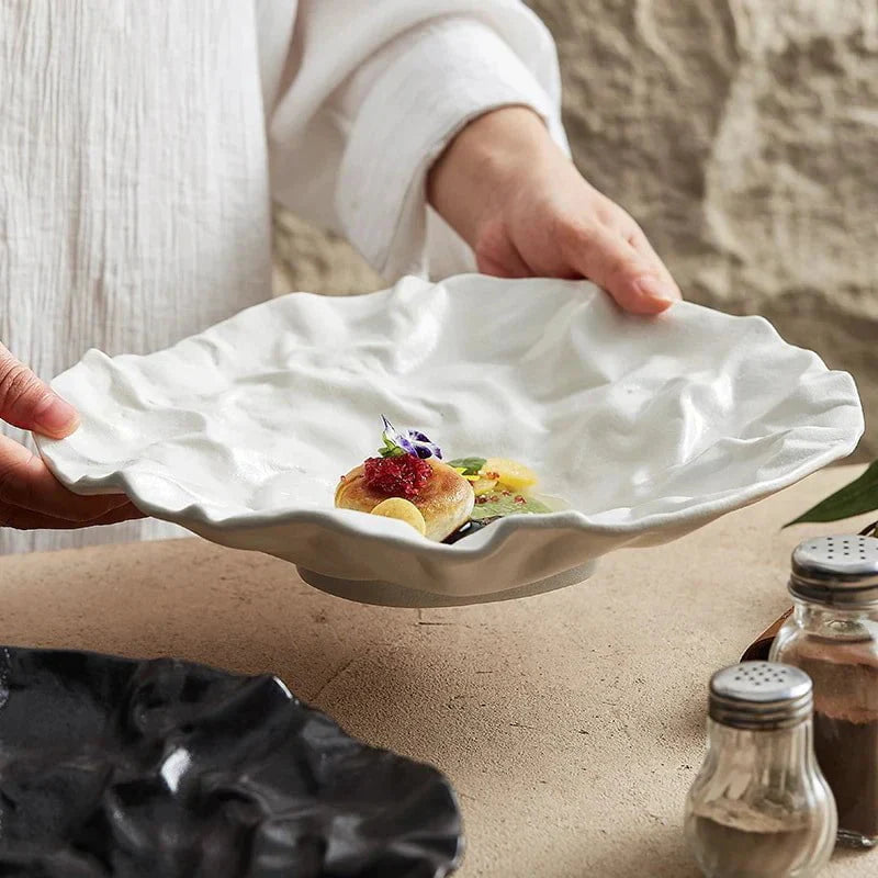 Japanese-Inspired Ripple Deep Ceramic Dish | 3CARATS
