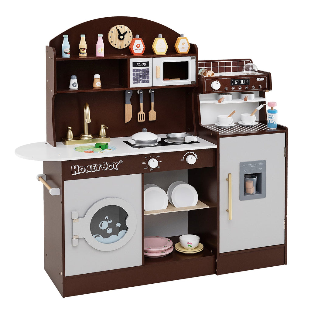 Kids Kitchen Set Wooden with Coffee Makers and Accessories-Coffee