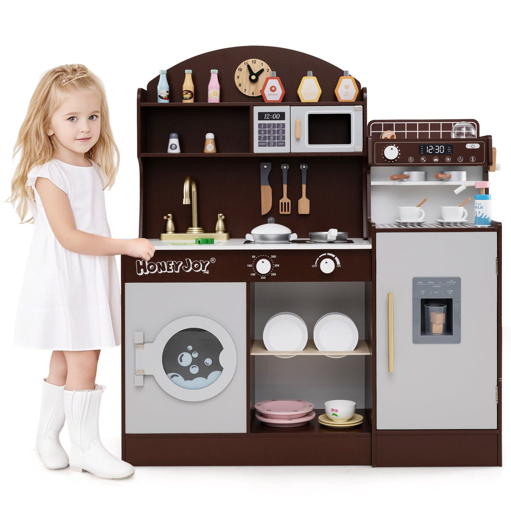 Kids Kitchen Set Wooden with Coffee Makers and Accessories-Coffee