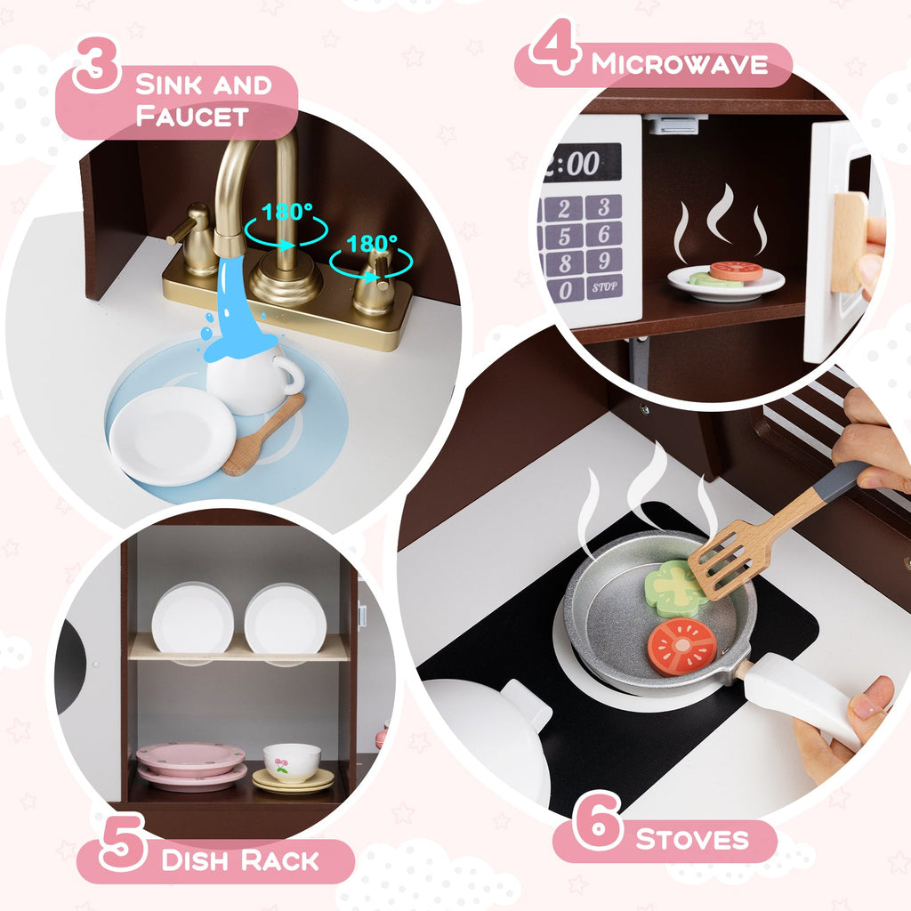 Kids Kitchen Set Wooden with Coffee Makers and Accessories-Coffee