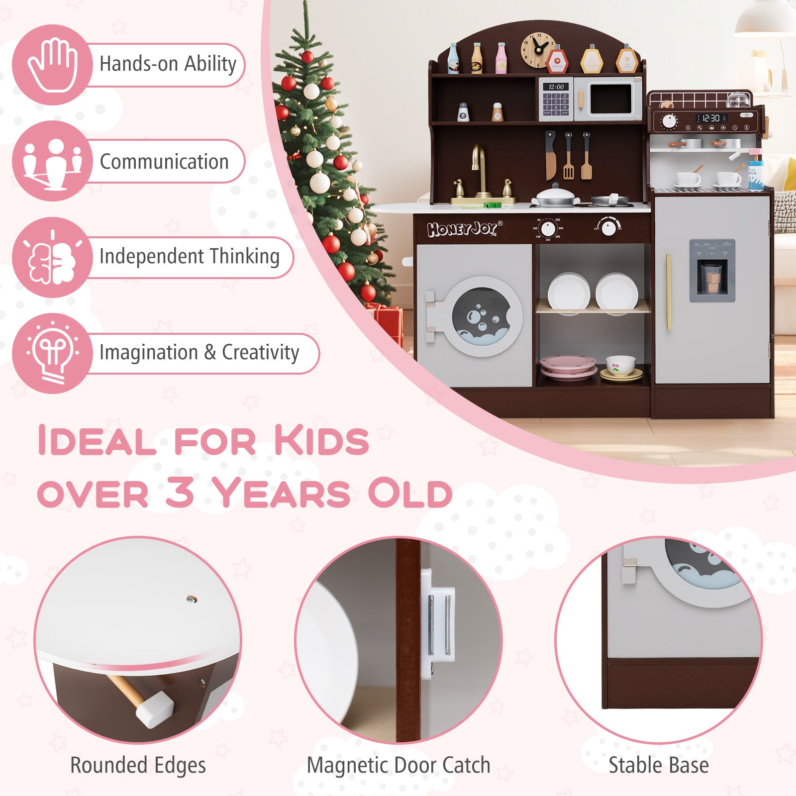 Kids Kitchen Set Wooden with Coffee Makers and Accessories-Coffee