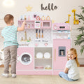 Kids Kitchen Set Wooden with Coffee Makers and Accessories-Pink