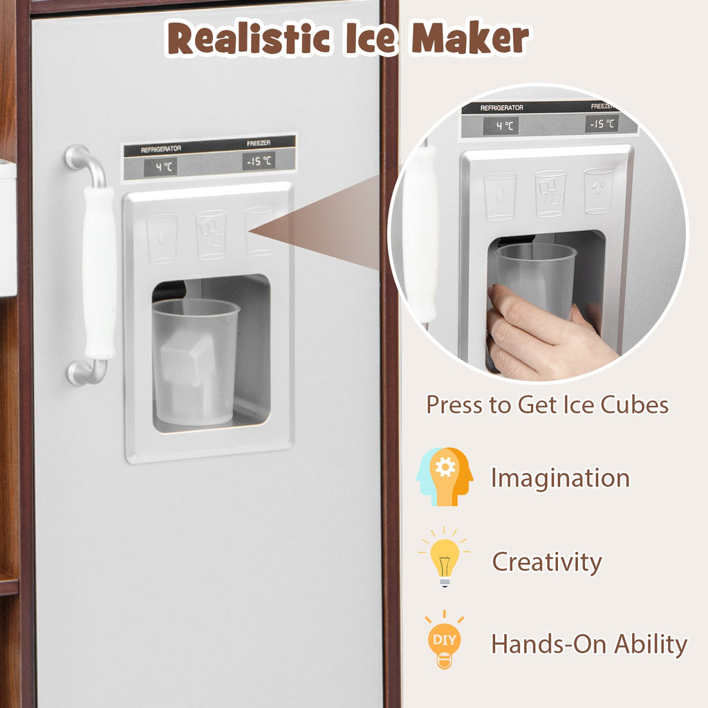 Kids Modern Toy Kitchen Playset with Attractive Lights and Sounds-Coffee