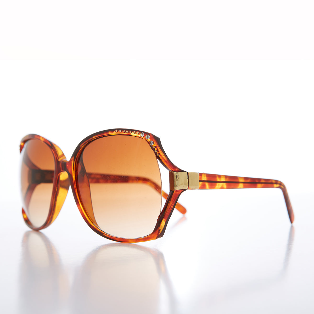 Oversized Women's Sunglass with Rhinestones - Lady