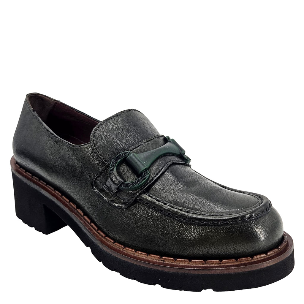 Green Lug Sole Chunky Loafer