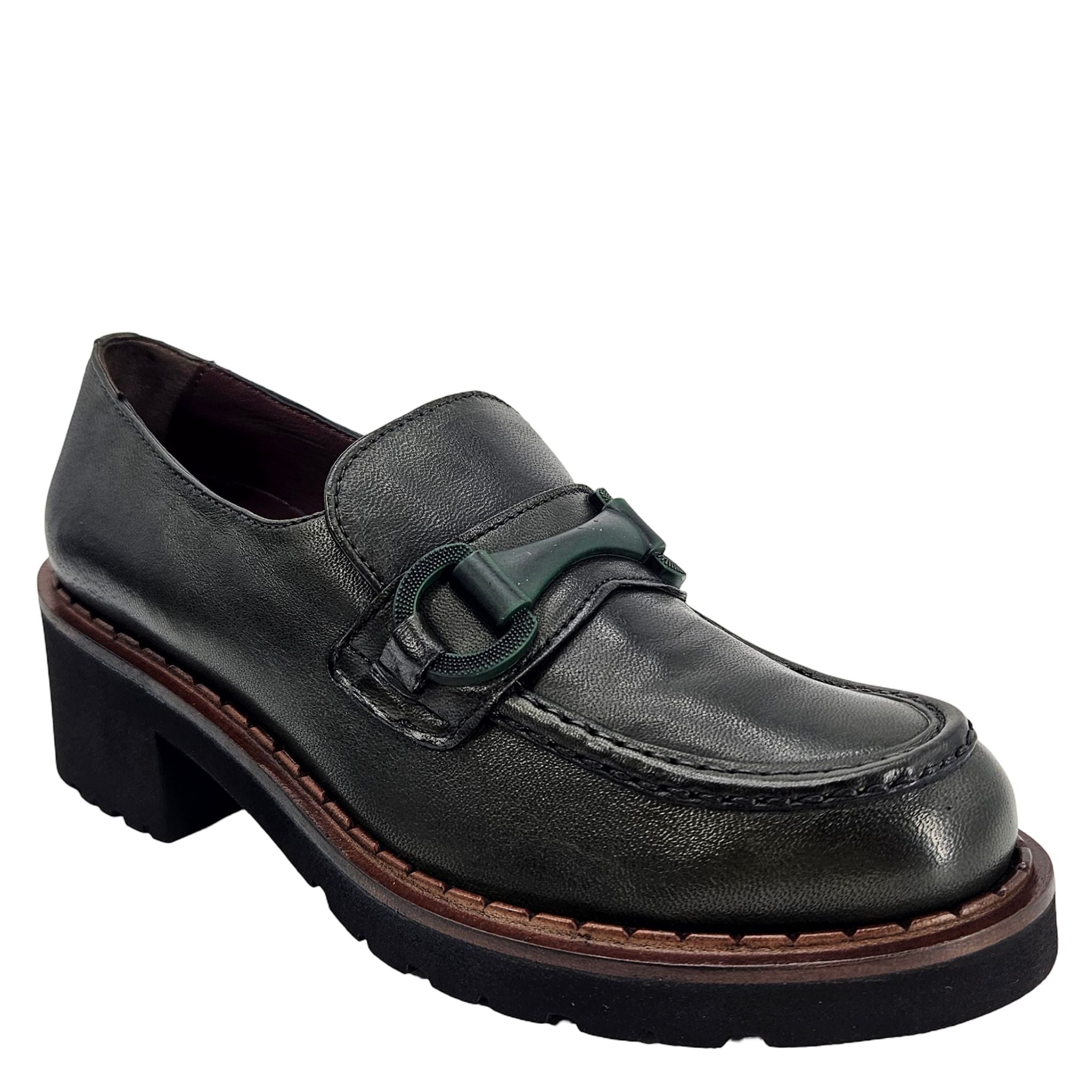 Green Lug Sole Chunky Loafer