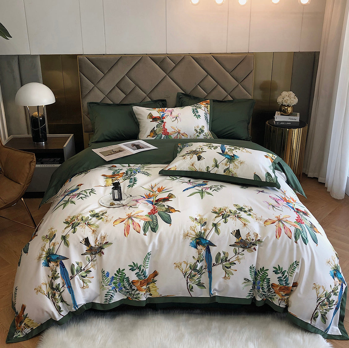 Luxury Birds Garden Long-Staple Cotton Bedding Set | 3CARATS
