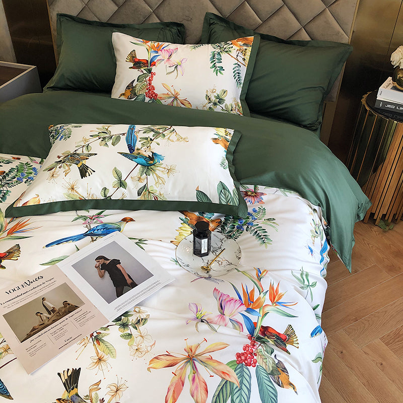 Luxury Birds Garden Long-Staple Cotton Bedding Set | 3CARATS