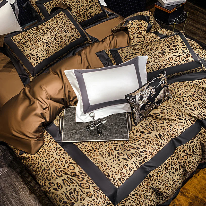Luxury Egyptian Cotton Leopard Print Bedding Set | 3CARATS