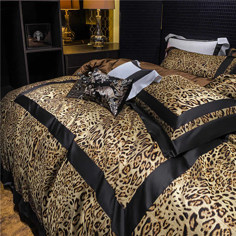 Luxury Egyptian Cotton Leopard Print Bedding Set | 3CARATS