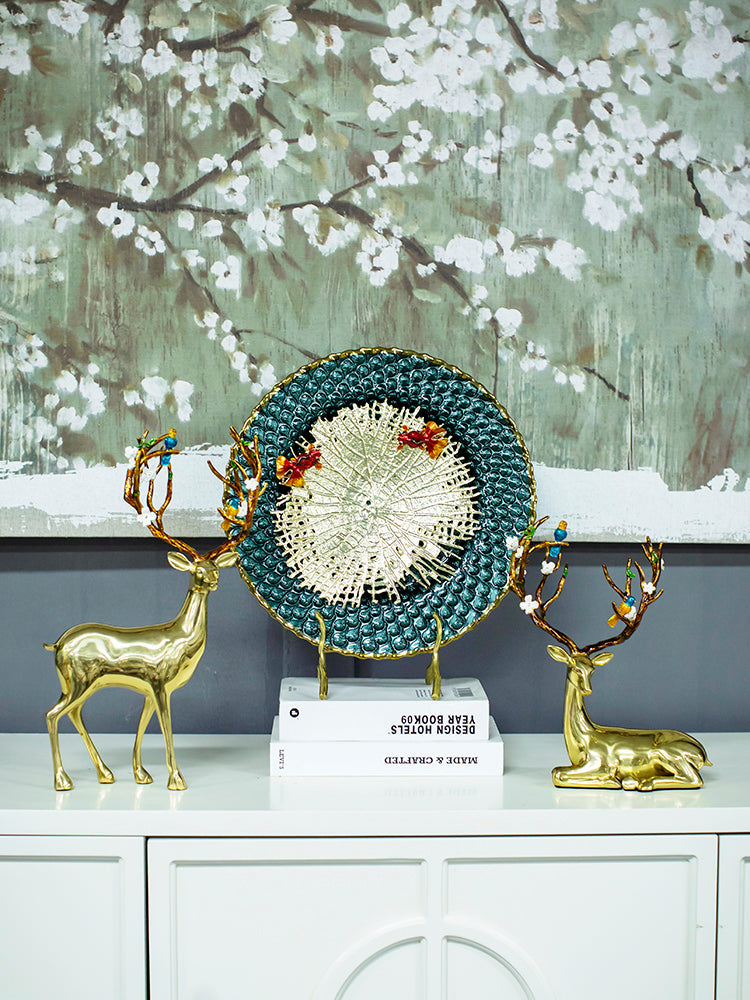 Luxury "Harmony in Water" Brass and Glass Fish Sculpture | 3CARATS