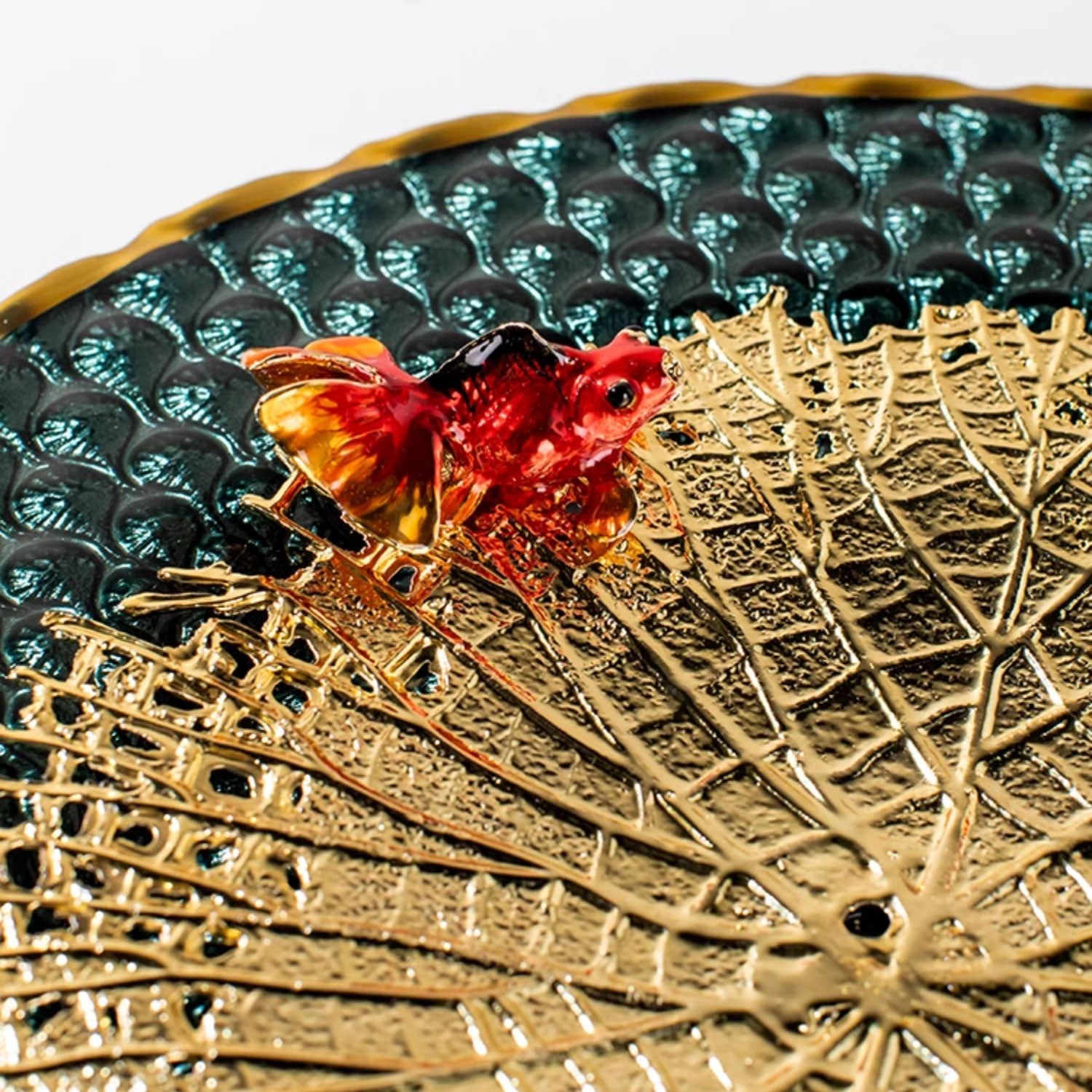 Luxury "Harmony in Water" Brass and Glass Fish Sculpture | 3CARATS