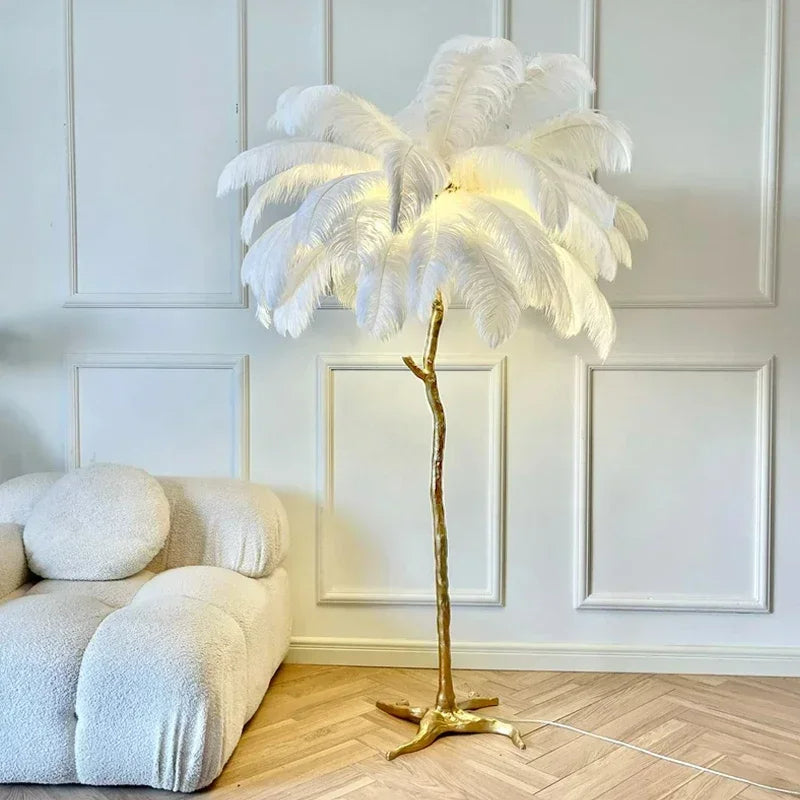 Luxury Ostrich Feather Led Floor Lamp | 3CARATS