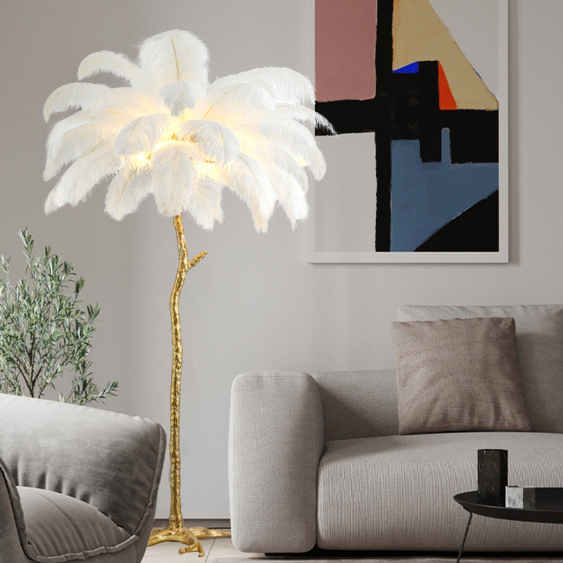Luxury Ostrich Feather Led Floor Lamp | 3CARATS