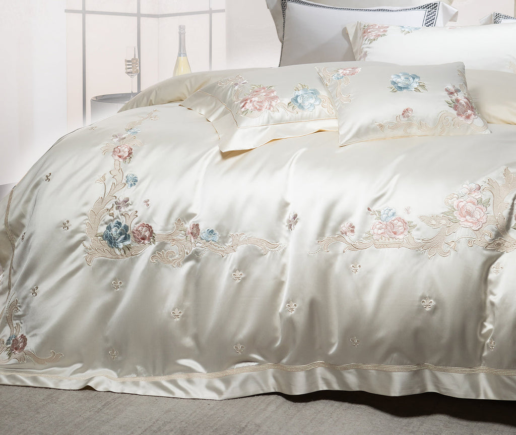 Luxury Royal 140s Cotton-Silk Embroidered Bedding Set | 3CARATS
