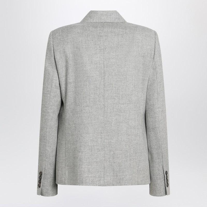 Brunello Cucinelli Grey Double-Breasted Wool Jacket Women