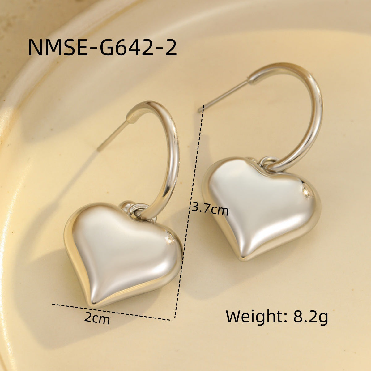 Glossy Hollow Out Cutout Stainless Steel Earrings Ball Love Embellished Retro High Sense Titanium Steel Earrings