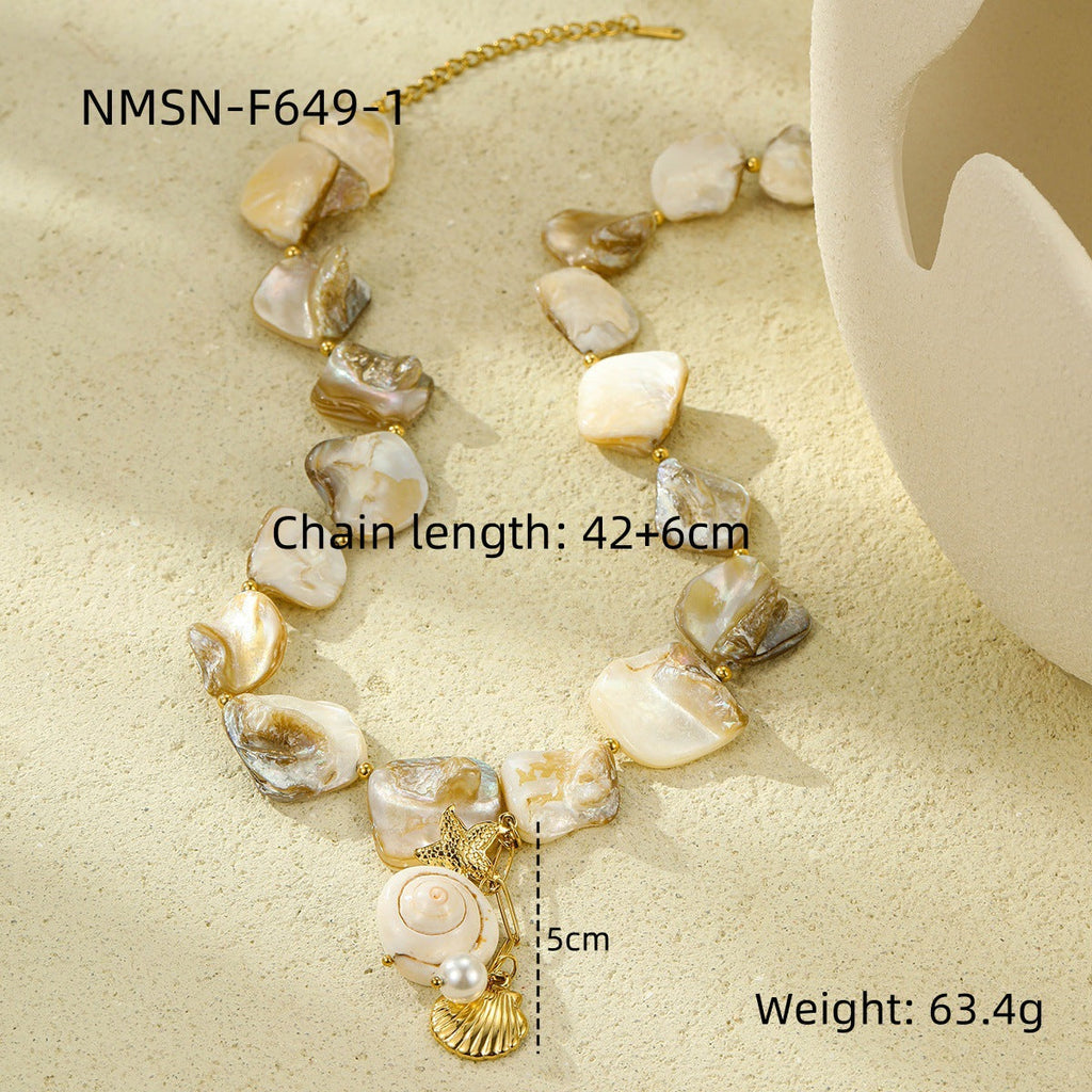 Ocean Series Beach Vacation Necklace Bracelet Earrings Shell Starfish Stainless Steel Summer Ornament