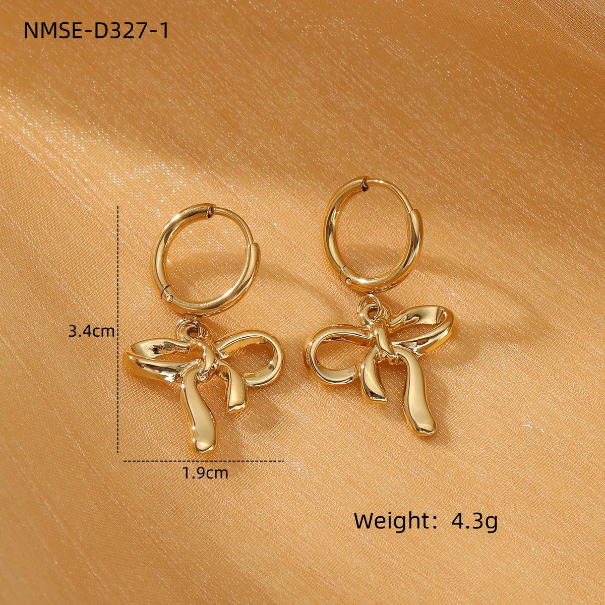 Sweet Bow Design Titanium Steel Earrings Women Entry Lux 18K Gold Plated Stainless Steel Studs