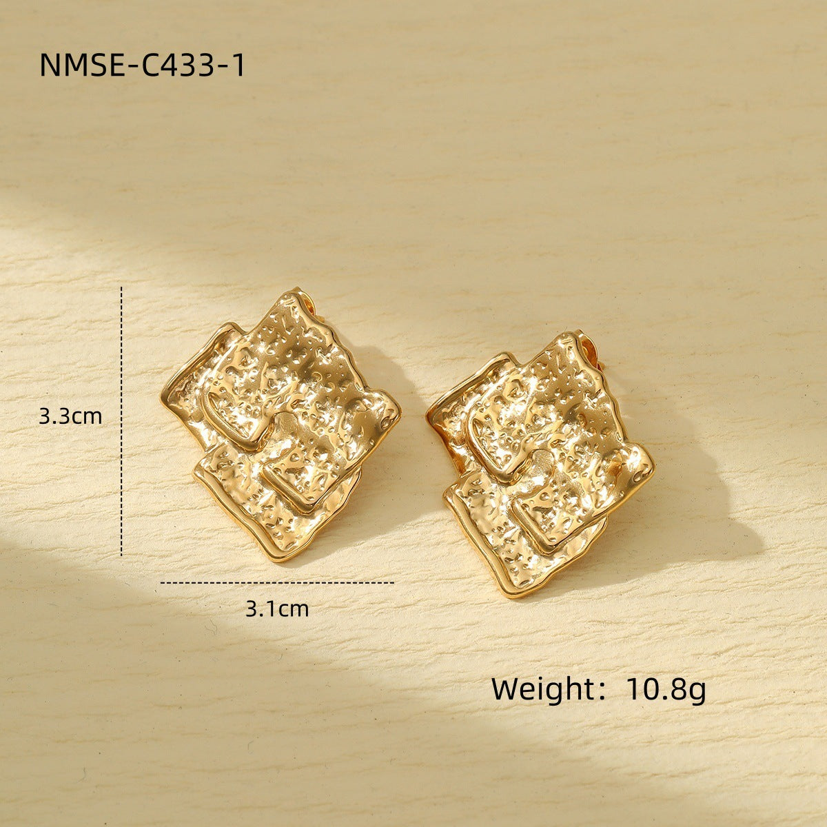 Niche Design Frosted Karst Pleated Irregular Asymmetric Titanium Steel Earrings Women Light Luxury Cold Geometric Abstract Shape Earrings