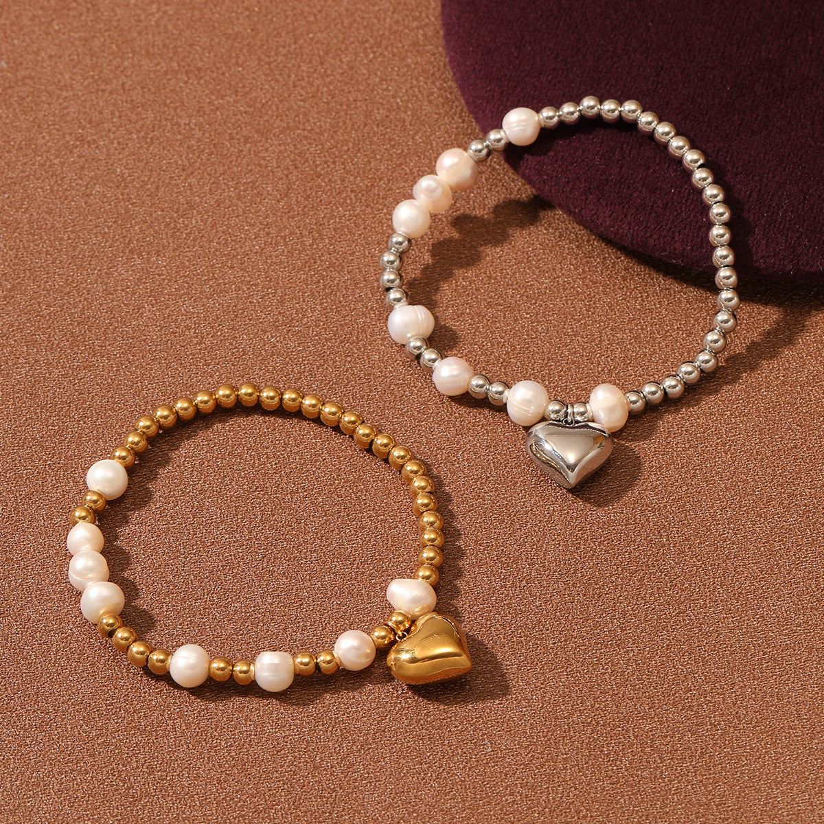 Pearl Heart Titanium Steel Bracelet Women Affordable Luxury All Match Beaded Stainless Steel Bracelet