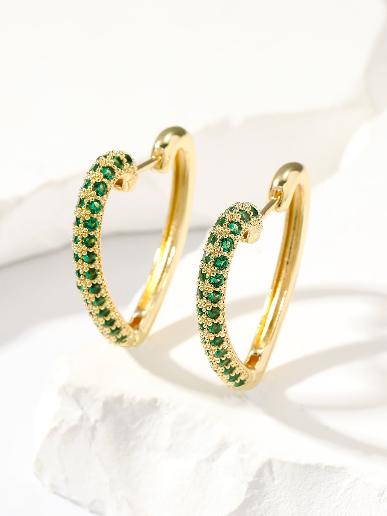 Golden Love Ear Clip Design Ear Studs Multicolor Zircon Elegant Graceful Earrings