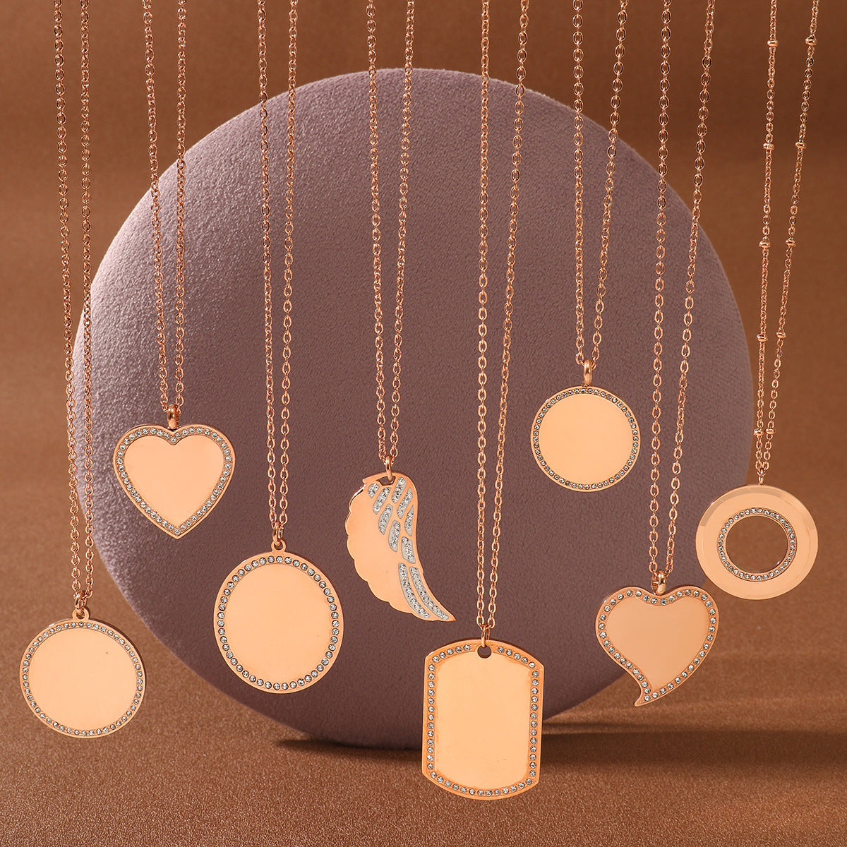 Lettering Private Exclusive Stainless Steel Necklace Vacuum Electroplated Rose Gold High Grade Titanium Steel Embellished