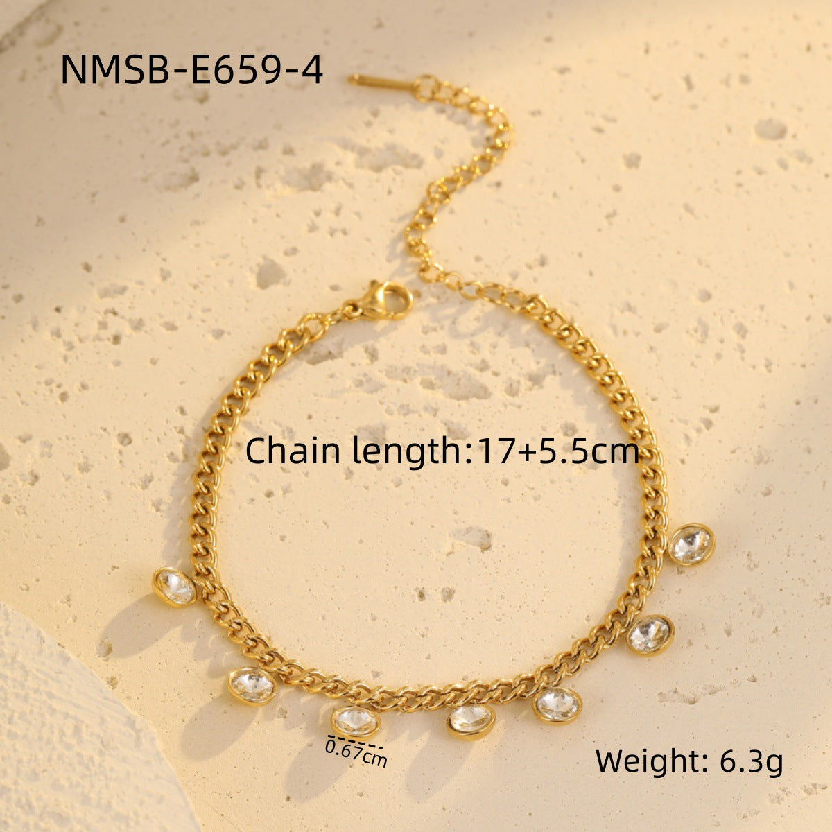 Classic All Match Stainless Steel Bracelet High Grade Colored Loving Heart Geometric Abstract Rhinestone Tassel Titanium Steel Jewelry