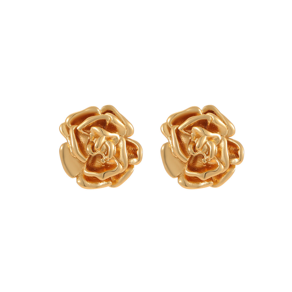 Rose Stainless Steel Studs Exquisite Refined Grace Niche 18K Gold Plating Earrings