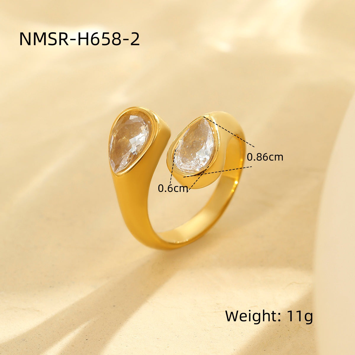 Open Ring Non Fading Light Luxury Stacked Ring Niche Stainless Steel Jewelry