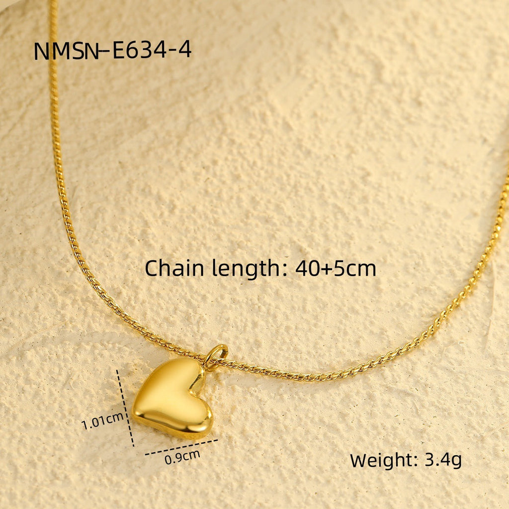 Valentine Day Love Stainless Steel Necklace Light Luxury High Grade Titanium Steel Peach Heart Clavicle Chain Sold Jewelry