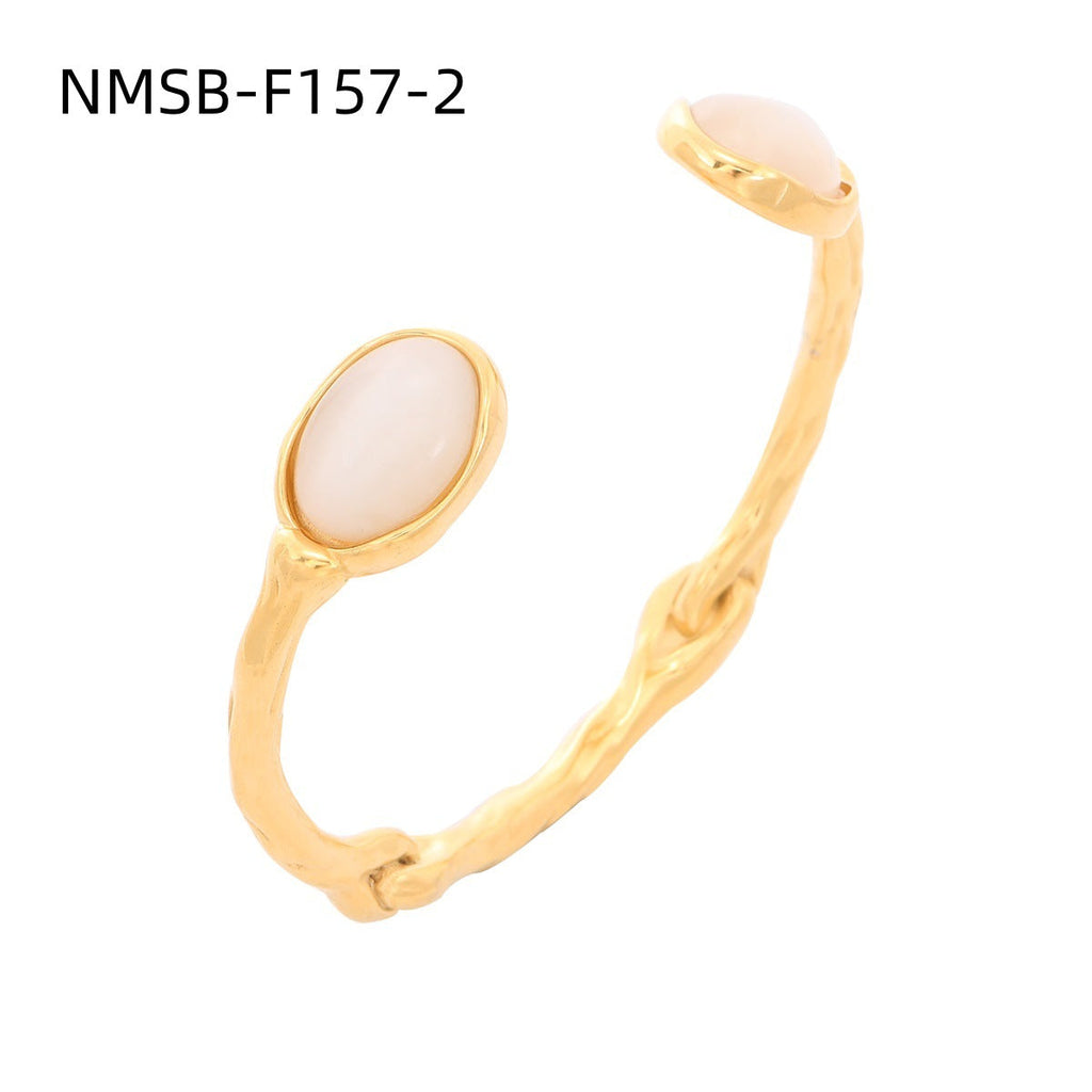 Pearl Zircon Titanium Steel Bracelet for Girls High Sense 18K Gold Stainless Steel Jewelry