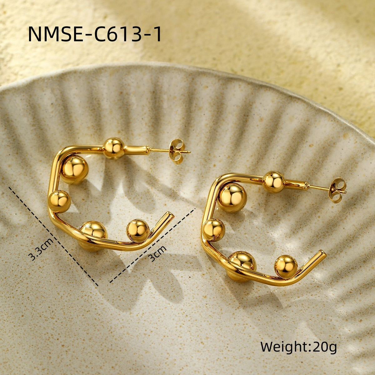 Personalized Design Geometric Abstract C Shaped Titanium Steel Earrings Simple All Match High Grade Stainless Steel Earrings