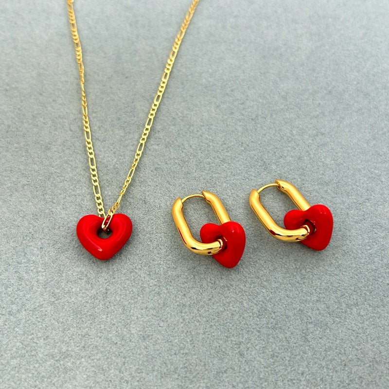 Summer Simple High Grade Love Shape Necklace Ear Clip Women