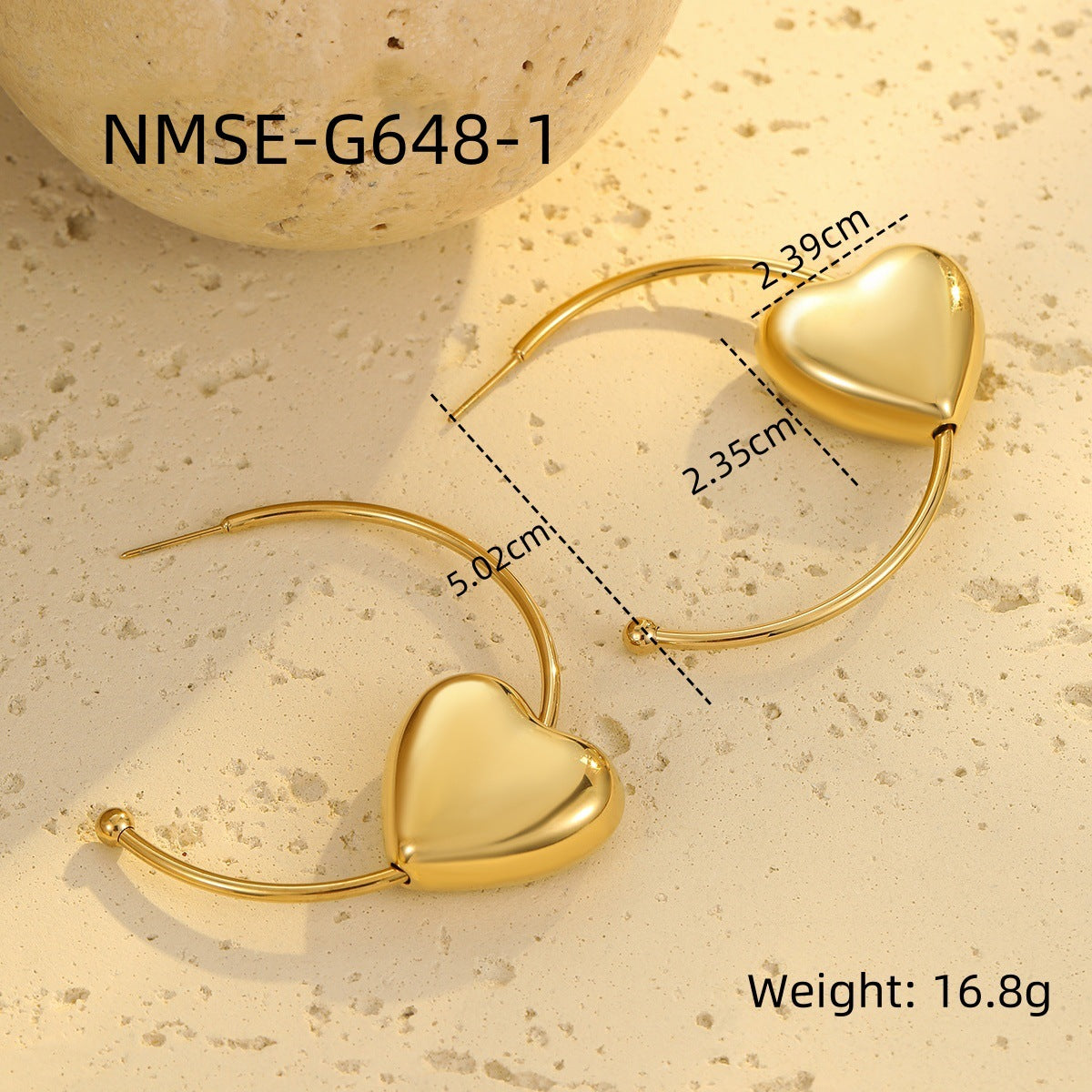 Glossy Hollow Out Cutout Stainless Steel Earrings Ball Love Embellished Retro High Sense Titanium Steel Earrings