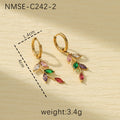 Simple Petal Leaf Zircon Titanium Steel Earrings Best Seller in Sweet High Sense Stainless Steel Studs