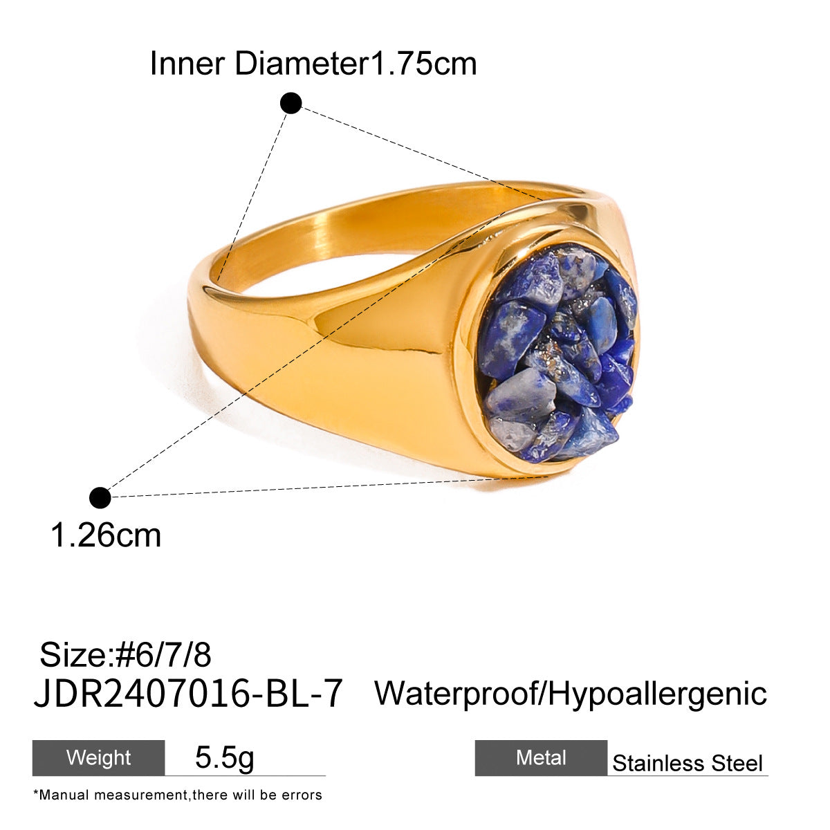 Stainless Steel Natural Stone Eye Catching Ring High Grade Ring Titanium Steel Hand Jewelry Rings