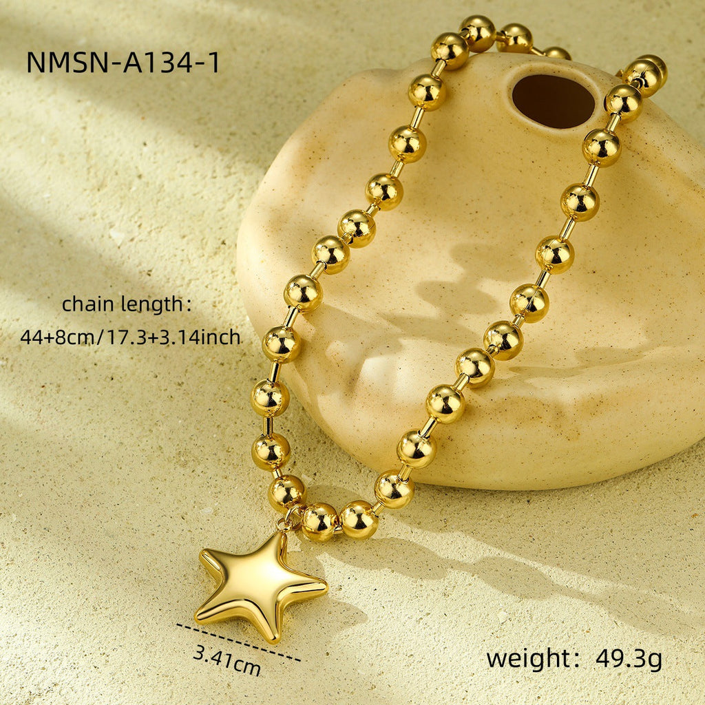 High Profile Generous Personality Big Five Pointed Star Love Stainless Steel Necklace Arrival Popular Non Fading Ornament