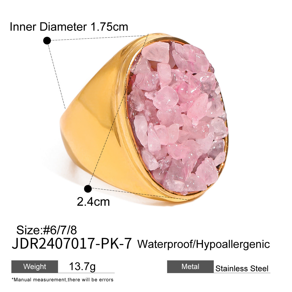 Stainless Steel Natural Stone Eye Catching Ring High Grade Ring Titanium Steel Hand Jewelry Rings