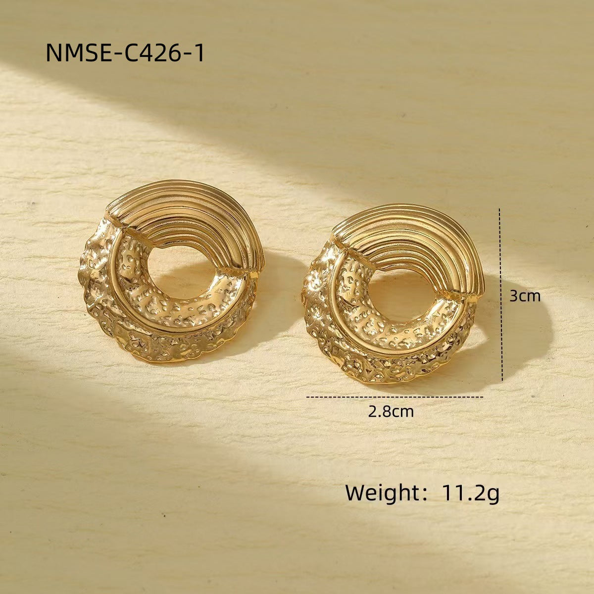 Niche Design Frosted Karst Pleated Irregular Asymmetric Titanium Steel Earrings Women Light Luxury Cold Geometric Abstract Shape Earrings