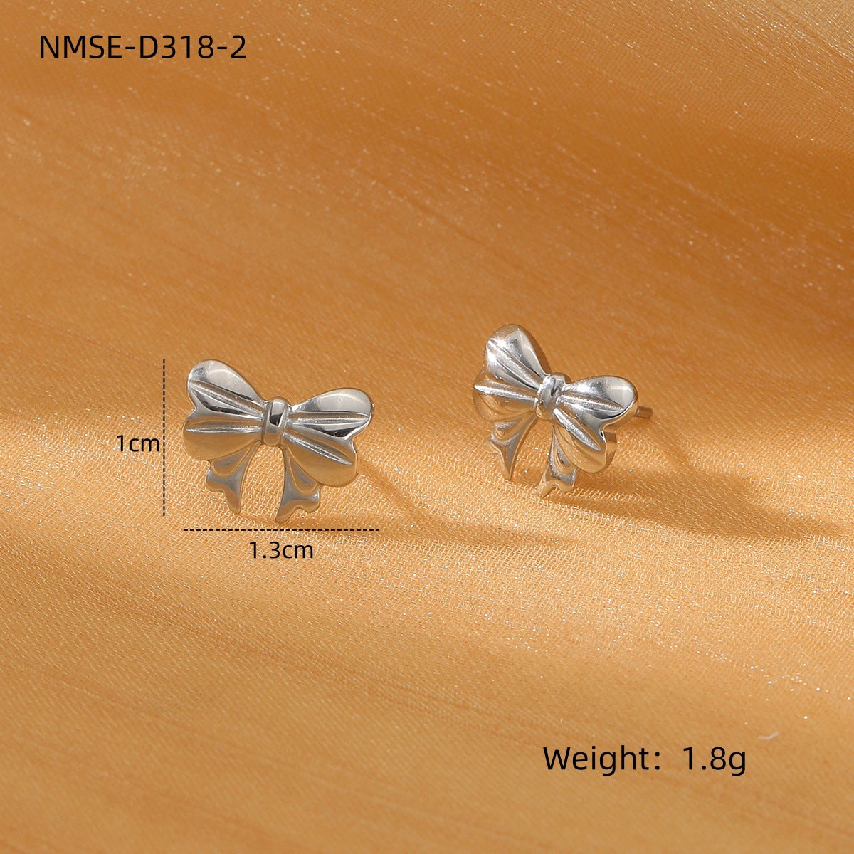 Sweet Bow Design Titanium Steel Earrings Women Entry Lux 18K Gold Plated Stainless Steel Studs