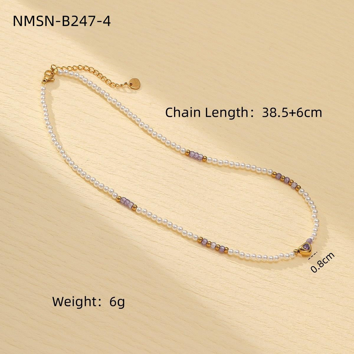 Colorful Freshwater Pearl Natural Stone Handmade Beaded Titanium Steel Necklace Niche Design Butterfly Embellished