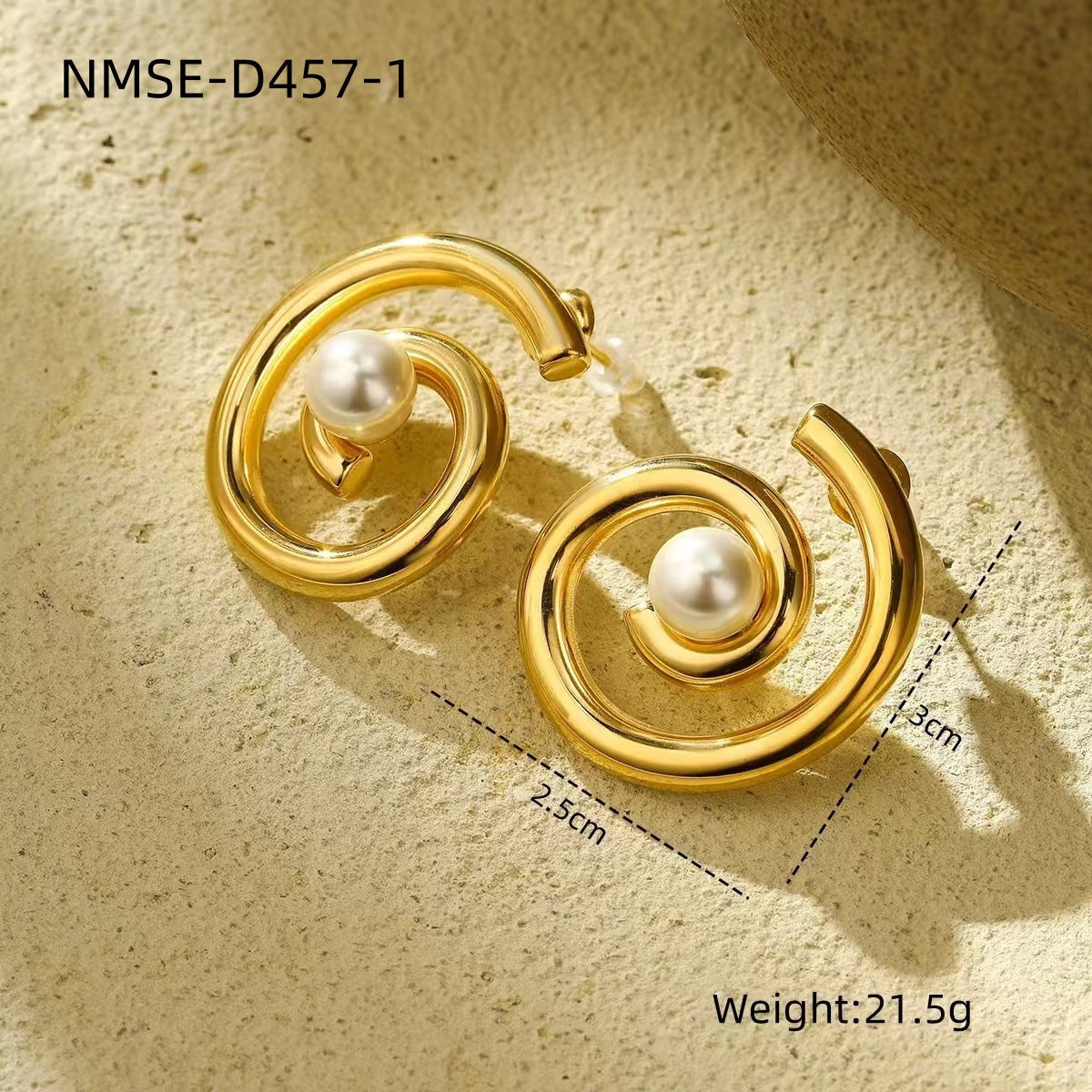 Light Luxury Titanium Steel Pearl Floral High Grade Earrings Simple Elegant Exaggerated Design Stainless Steel Studs