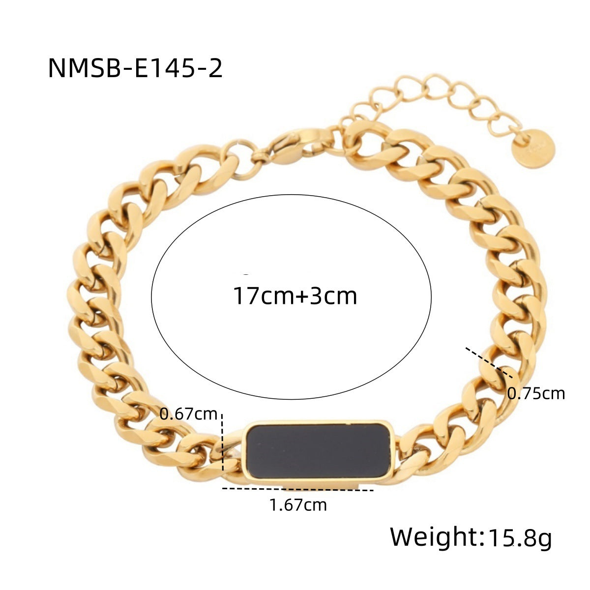 Arrival Light Luxury High Grade Square Black White Fritillary Titanium Steel Bracelet 18K Metal Good Texture Personality Design